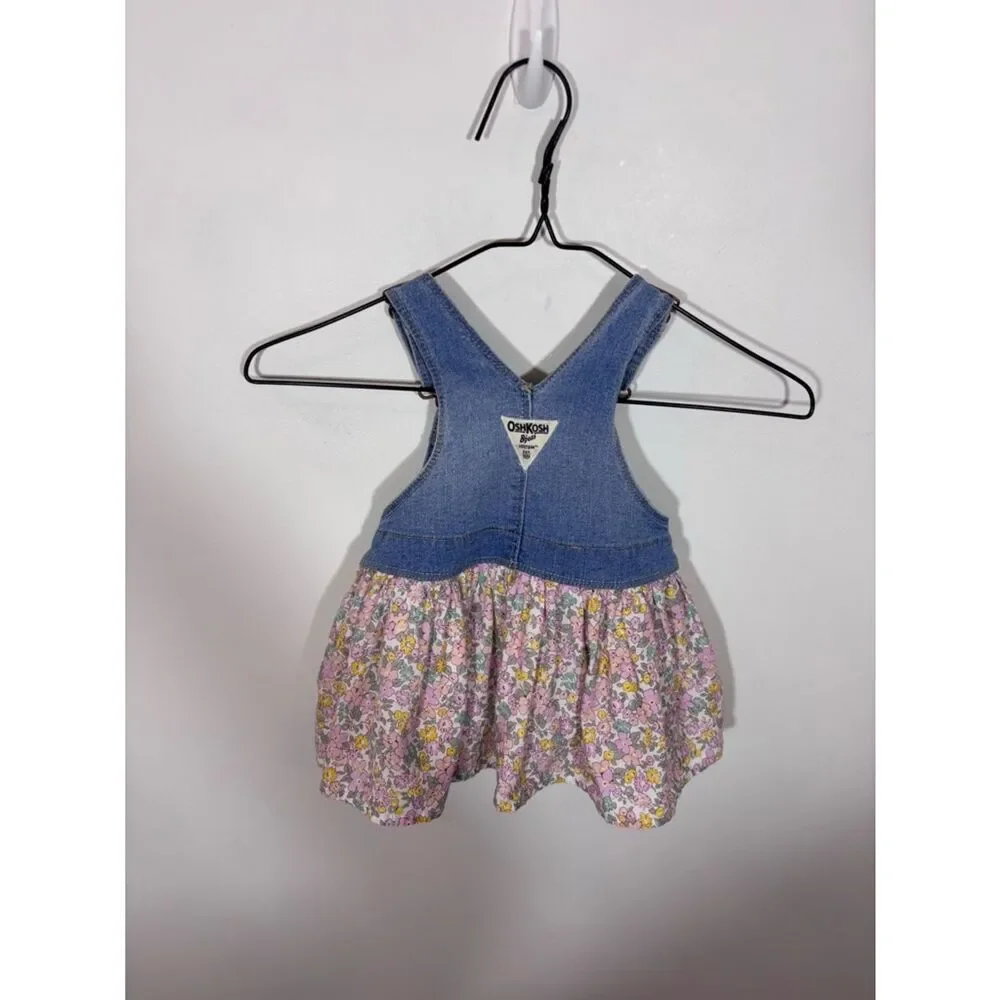 OshKosh B’gosh denim floral overall dress girls baby 12 months